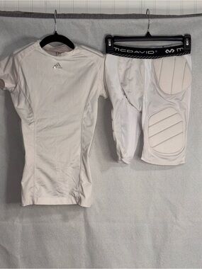 Adidas Men’s White Padded Compression Shirt & mcdavid Shorts Set